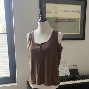 Ruff Hewn Brown Sleeveless Ribbed Tank Top